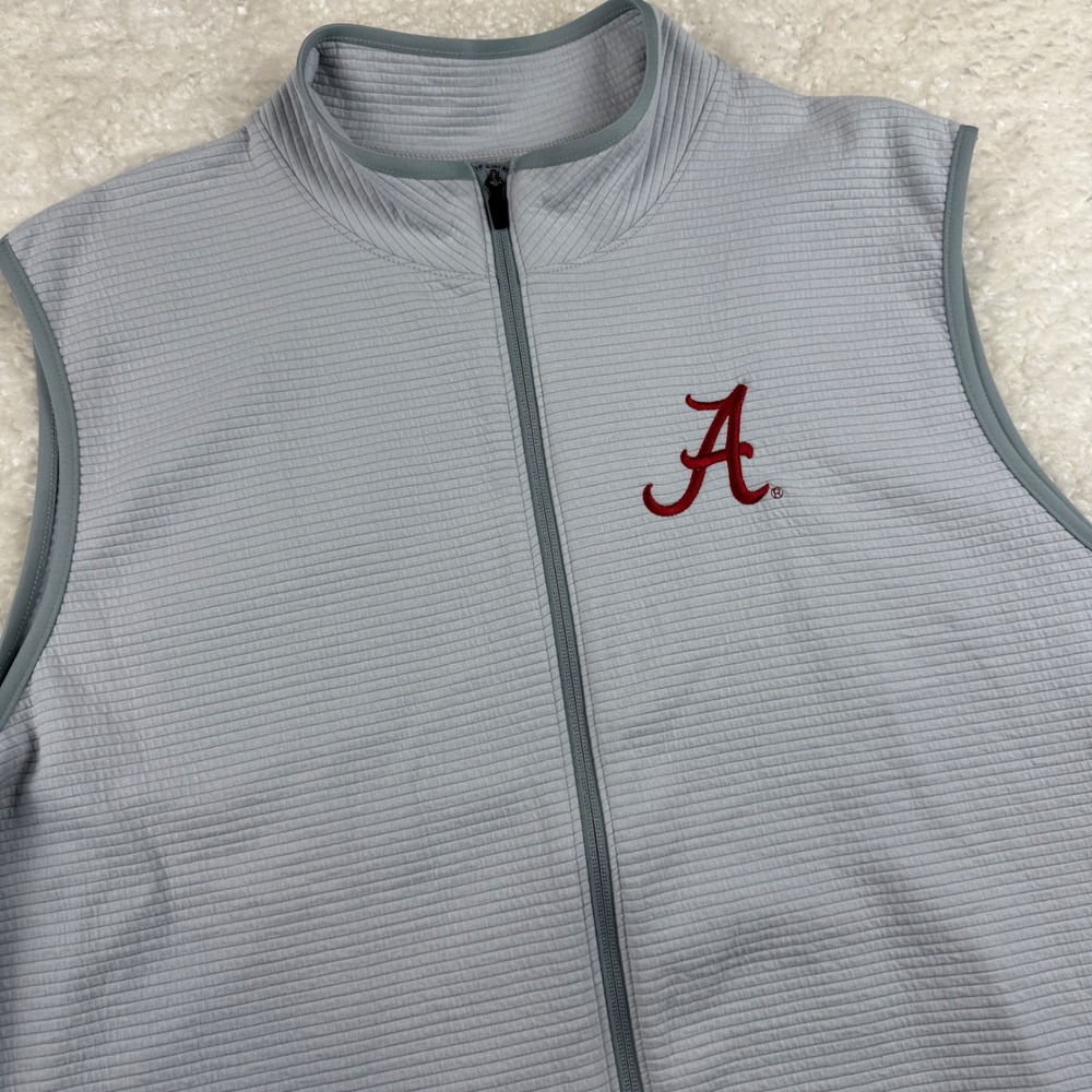 League Vest Mens 2XL Grey Alabama Crimson Tide NCAA Full Zip Ribbed Textured